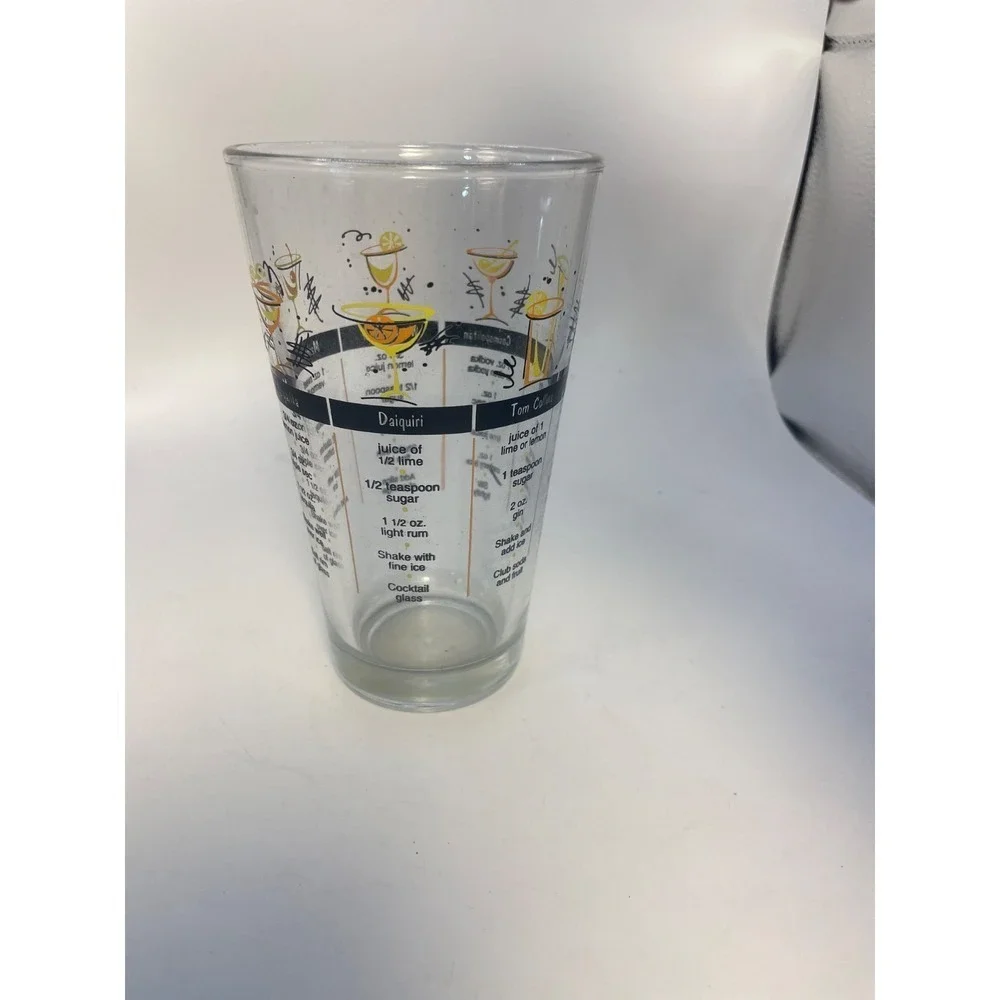 Vintage 90s Libbey Barware Cocktail Recipe Tumbler Mixed Drink Glass Man Cave VG